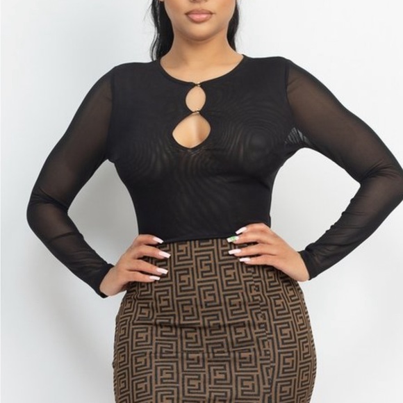 🆕Black mesh long sleeve bodysuit - Picture 7 of 12